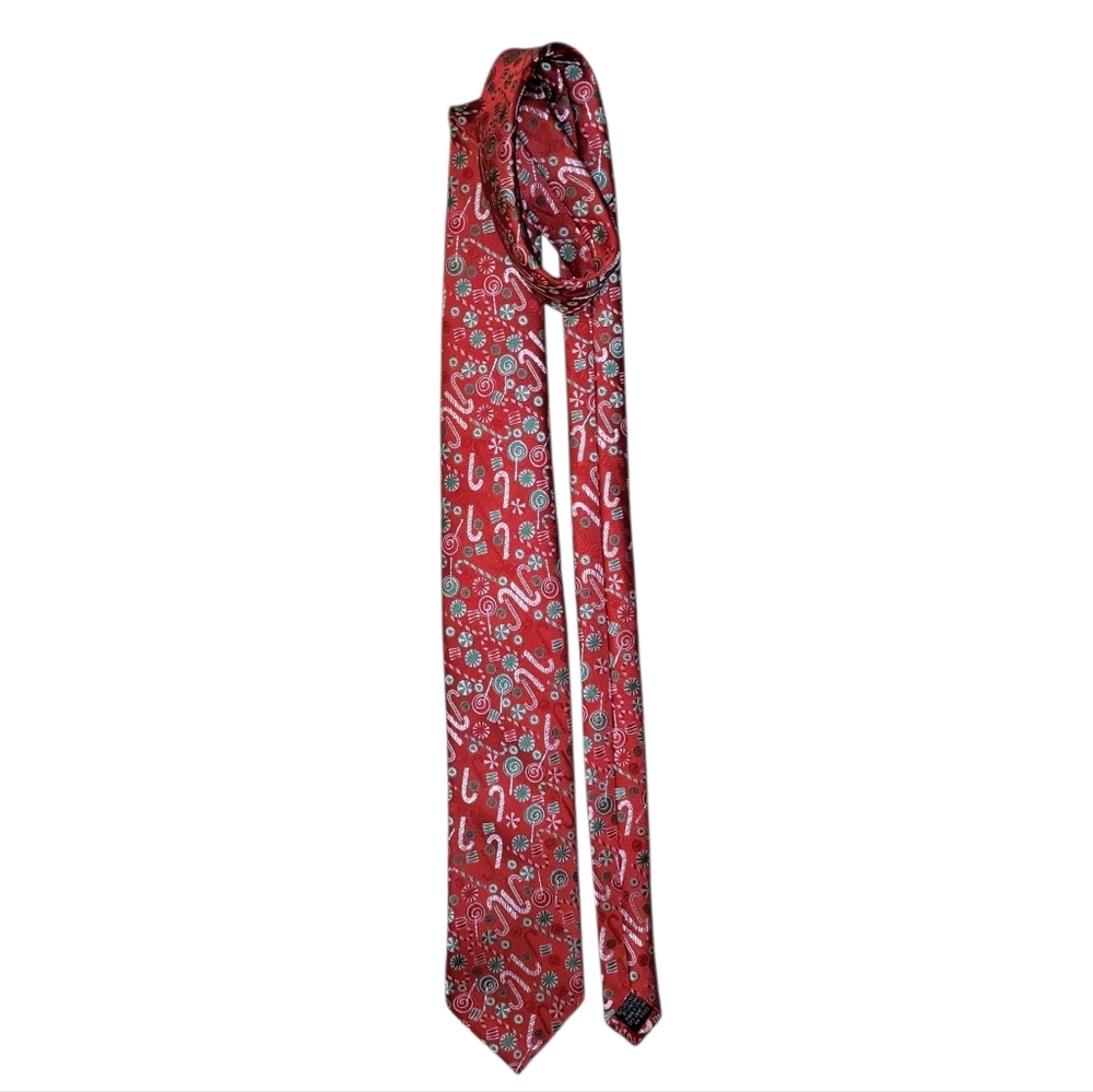 Red Men's Tie With Candy Canes
